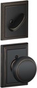Schlage F94AND716ADD Aged Bronze Interior Pack Andover Knob Dummy Interior Pack with Deadbolt Cover Plate and Decorative Addison Rose