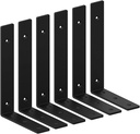 Black Shelf Brackets 12 Inch Heavy Duty Metal Shelf Supports Holders, Rustic Decorative Iron L Angle Brackets for Shelves Wall Mounted (6 Pack)