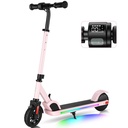 Caroma Electric Scooter for Kids Ages 6-12, Max 7 Miles Range and 10 Mph Max Speed, Colorful Rainbow Light, UL2272 Certification, Lightweight Electric Kick Scooter for Kids Boys Girls, Pink