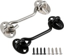 2 Packs 3"/4"/6" Privacy Hook and Eye Latch Easy Lock for Barn Door, Stainless Steel Gate Latch, Cabin Hook Latches,Black+Silver