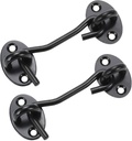 Sscon 2Pcs 3Inch Barn Door Locks Carbon Steel Hook and Eye Latches Black Door Latches for Windows Cabinets
