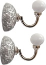 PARIJAT HANDICRAFT Set of 2 Ceramic Metal Wall Hooks Hanging Clothes Hat Coat Robe Hangers Metal Hook Door Hook Wall Mounted Single Hook Hanger.