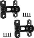 Sliding Door Lock Barn Door Latch Lock, 90 Degree Stainless Steel Angle Door Latch Buckle Barn Door Lock Hardware Kit, Flip Lock for Door, Hook Latch with Screws- 2 Pcs, Black