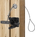 Gate Latch, Self Locking Door Latche with Stainless Steel Spring Cable Pull, Heavy Duty Gate Latch for Wooden Fence, Post Mount Gate Lock for Outdoor Vinyl/Wood Fence