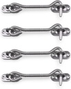 WOOCH 4 Inch Cabin Hook Eye Latch for Doors,4 Pack Privacy Hook with Mounting Screws for Gate Window, Slide Barn Door Latch Hook in Solid Polished Stainless Steel (Silver)