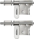 JQK Sliding Gate Latch 6 Inch, Thickening 304 Stainless Steel Barrel Bolt with Padlock Hole, Interior Door Latches Brushed Finish, 2 Pack