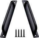 Barn Door Handles 2 Pack, Sliding Door Handle 7.5 Inch Hole Center Black Cabinet Handles Aluminum Alloy Gate Door Pulls with Plate for Sliding Closet Door Hardware Pull Handle (8.35Inch)