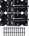 Self Closing Gate Hinges Heavy Duty for Vinyl/Wooden Fence Gates, 90 Degree Adjustable Self Closing Hardware Hinges, Black Finish, Screw Kits and Swing Adjuster Tool Included, 2 Pack