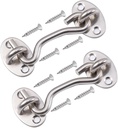 Rainspire (2 Pack) 4 Inch Privacy Hook and Eye Latch for Barn Door, Stainless Steel Gate Latch Barn Door Lock Cabin Hooks for Gate Shutters Window Slide Barn Shed Cabinet Bathroom, Sliver