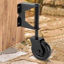 4 Inch Gate Wheel Gate Caster Kit with Spring Loaded for Wooden Fences, Heavy Duty Gate Helper Wheel Gate Support Wheel for Vinyl Swing Gates, Black