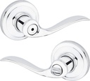 Kwikset Tustin Interior Privacy Door Handle with Lock, Door Lever for Bathroom and Bedroom, Polished Chrome Reversible Keyless Turn Lock