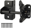 Self Locking Gate Latch for Wooden Fence,Heavy Duty Gravity Fence Latch Privacy Door Latch for Wood Gate,Metal Gates,Vinyl Fence,Gate Hardware Gate Door Lock for Outdoor Pool,Black Finish