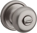 Kwikset Hancock Interior Privacy Door Knob with Lock, Door Handle for Bathroom and Bedroom, Satin Nickel Keyless Turn Lock Doorknob, with Microban Protection