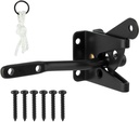 Upgrade Self-Locking Gate Latch for Wooden Fence Heavy Duty, Automatic Gravity Lever Door Latches with Longer Fasteners & Pull String for Secure Pool, Garden, Black Finish/4.7In