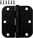 TOPSON 3.5" X 3.5" Rounded Matte Black Door Hinges,5/8" Radius Corners,Suitable for Bedrooms, Living Rooms, and Garages(12 PCS)