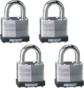 Master Lock 1803Q Fortress Outdoor Padlock with Key, 4 Pack Keyed-Alike, Laminated Steel