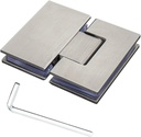 Glass Door Hinge, 180 Degree Stainless Steel Glass Door Clamp Heavy Duty Glass Shower Door Hinge Replacement Part, Fits 8-12Mm Thickness Glass Panel (Brushed Surface)