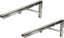 Coshar Pack of 2 Folding Shelf Bracket Heavy Duty Stainless Steel Collapsible Shelf Bracket Wall Mounted L Shaped Bracket for Table Work Bench Space Saving DIY(16 Inch, Silver)