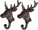 Wapiti Shaped Coat Hook,Cast Iron Single Key Rustic Hook,Heavy Duty Decorative Vintage Coat Rack,Vintage Wall Mounted for Gift, Single Hook 2 Pcs (Cast Iron)