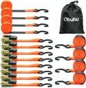 Ratchet Tie down Strap 8-Pack 15 Ft - 500 Lbs Load Cap with 1500 Lbs Breaking Limit, Ohuhu Ratchet Tie Downs Logistic Cargo Straps for Moving Appliances, Motorcycle, Orange