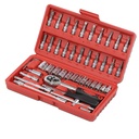 CROSSDESIGN 1/4" Ratchet Wrench Combination Socket Tool Set Kit Auto Car Repair Tool 46PCS