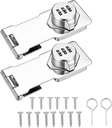 Cabinet Password Hasp Lock Combination Lock 3-Digit Password Code Latch Lock for Cabinets Door Barn Door Locker Toolbox Fence, 2Pack Silver