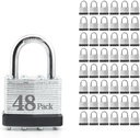 Zonro Locks Laminated Steel Keyed Padlocks,Keyed Alike Locks, 1-9/16 Inch Wide,Normal Shackle Padlocks, Pack of 48，Black Hoop, for Hasp Latch, Sheds, Fences, Storage Locker, School, Gym…