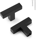 Probrico 15 Pack 2 Inch(50Mm) Black Kitchen Cabinet Knobs,Square Corner Bar Single Hole Kitchen Cabinet Pulls,Black Dresser Drawer Pull Knobs