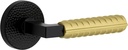Viaggio Circolo Hammered Rosette Satin Black Single Dummy with Satin Brass Contempo Rebar Lever