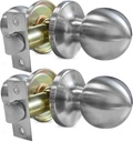 Rerishom Door Knob Set, Stylish and Durable Door Handle for Interior, Complete Front Door Knob Set with Secure Door Knob in Satin Nickel Stainless, Passage, 2 Pack