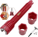 NOGIS 8 in 1 Multifunction Faucet & Sink Installer Wrench Plumbing Tool Water Pipe Spanner for Toilet Bowl/Sink/Bathroom/Kitchen Plumbing and More,Repair and Installation Tools
