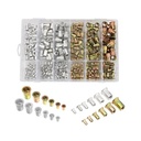 300 Pcs Metric Rivet Nut Kit, Nuts Assortment M3 M4 M5 M6 M8 M10, Color Zinc Plated and Aluminum Flat Head Threaded Insert Nuts with Box,For Fastening Accessories