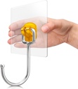 Antimbee 30-Pack Adhesive Wall Hooks, Heavy Duty Hooks 37 Lb(Max),Sticky Wall Hooks Fit Home, Bathroom, Kitchen, Office and Outdoor (Transparent Orange)