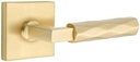 Emtek Select Privacy, Square Rosette, L-Square Stem, Tribeca Lever (Right Hand, Satin Brass)