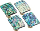 SUNYIK Pack of 4 Natural Abalone Shell Drawer Knobs with Screws, Brass Cabinet Knobs for Dresser Cupboard Furniture Decorative Home Office Door Decor, Rectangle