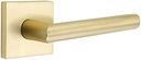 EMTEK Square Rosette Privacy Set with Matching Finish Stuttgart Lever - Choice of Left/Right Handing and 7 Finishes - 5210STULHUS4 - Left Handed (LH) - Satin Brass (US4)