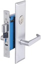 (Like Marks Metro 116A/26D) 7114RDC Satin Chrome 26D Entrance Right Handed (In-Swing) Thru-Bolted Mortise Screwless Lever Handle Lockset with Angled Lever Escutcheon Plates and 2-1/2" Backset