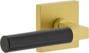 Viaggio Quadrato Rosette Satin Brass Passage with Satin Black Contempo Smooth Lever
