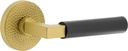 Viaggio Circolo Hammered Rosette Satin Brass Privacy with Satin Black Contempo Smooth Lever
