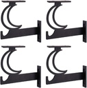 Black Heavy Duty Closet Rod Brackets Holder Industrial Iron Shelf Brackets for Custom Floating Shelves DIY Rustic Shelves Brackets Hardware Included (Moon 4 Pack)