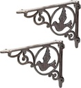 Sungmor 9.2 Inch Cast Iron Rustic Brown Brackets for Shelves, 2PC Vintage Metal Decorative Angle Support Doorway Bracket, Heavy Duty Victorian Shelves Corbels, Wall Mounted Floating Shlef Bracket
