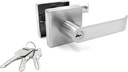 OKAR Heavy Duty Satin Nickel Door Handle Entry Privacy Bath and Dedroom Door Lever,Lock Interior with Key Lockset, Reversible Flat Lever with Square Rosette.