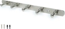 Creathome Basic 13 Inch Multiple Use Anti-Rust Chrome Wall Mounted Hanger with 5 Hooks