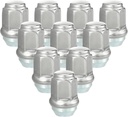 10 Pcs Wheel Lug Nuts Compatible for Jeep Wrangler Liberty for Dodge Challenger, Durable Carbon Steel Silver Tone Tire Lugnuts