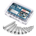 480 Pcs Stainless Steel Self-Tapping Wood Screw Assortment Kit, Self-Drilling Screw Set, Pan Head, 4/#6/#8/#10/#12, Reusable Storage Case with Adjustable Dividers