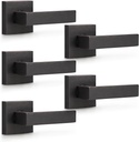 KNOBWELL 5 Pack Dummy Lever Door Handle Lever, Oil Rubbed Bronze Interior Door Knob for Closet Hallway Square Door Handle(Single Side)