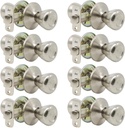 8 Pack No Lock Passage Satin Nickel Door Knob, Tulip Style Knobs without Locking for Interior/Exterior Use, Reversible for Right/Left Handed Door