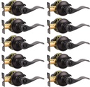 Probrico 10 Pack Privacy Door Lever,Locking Door Handle Set for Bedroom & Bathroom Doors,Keyless Oil Rubbed Bronze Finish Wave Door Lock, Reversible Right & Left Side Handed