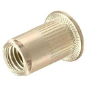 1/4-20 Rivet Nuts Large Flange Blind Threaded Insert (Grip Range 0.165-0.260) - Zinc Plated Carbon Steel Flat Head Nutsert Rivnut (Quantity 100) Rohs Compliant - by Newport Fasteners