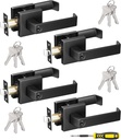 4 Pack Entry Door Levers Keyed Alike, Front Door Handleset Matte Black Exterior/Interior Bedroom Door Locks with Keys, Heavy Duty Left or Right Handing Entrance Door Handles 2.1 Lb One Lever